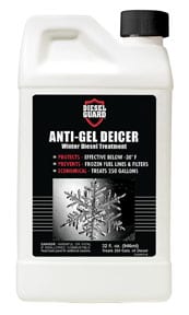 A labelled can with Anti Gel Deicer of diesel guard